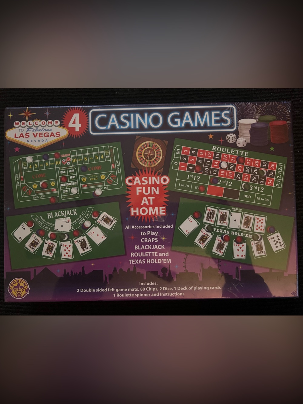 4 Casino Games at Home - Purple Game Set